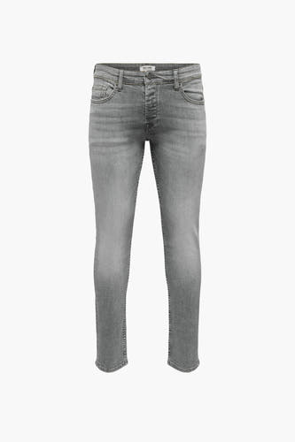 Jean slim fit denim gris d'ONLY & SONS, en couleur unie.