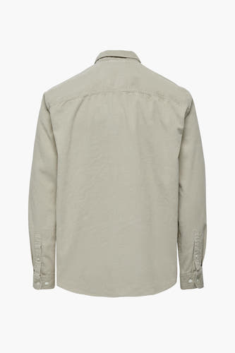 Grijs corduroy overhemd van ONLY & SONS®, achterkantweergave met lange mouwen en knoopsluitingen.