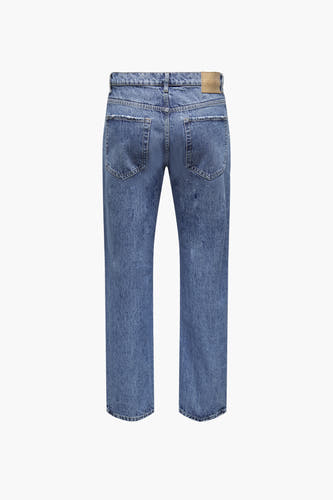 Jean décontracté de denim bleu d'ONLY & SONS, avec des détails vieillis à l'arrière.