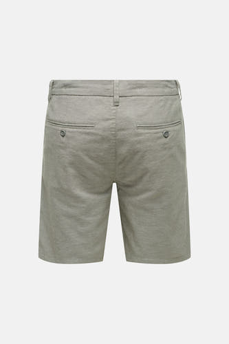 Grijze katoenen shorts van ONLY & SONS®, achterzijde met twee knoopzakken, gestreept textuur, rechte pasvorm