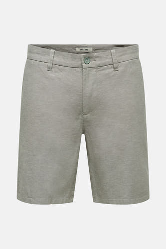 Grijze short van ONLY & SONS met een effen patroon en een knoopsluiting.
