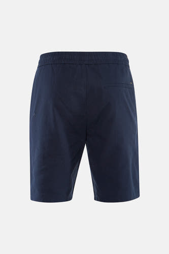 Blauwe short van ONLY & SONS® met elastische tailleband en achterzak, van achteren gezien.