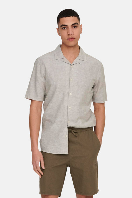 Hemd met korte mouwen - beige