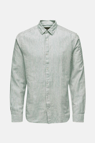 Chemise rayée verte à longues manches de ONLY & SONS, avec col boutonné et coupe normale.