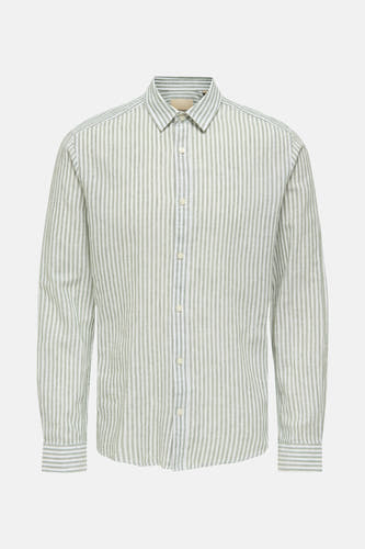 Chemise rayée verte à longues manches de ONLY & SONS, vue rapprochée.