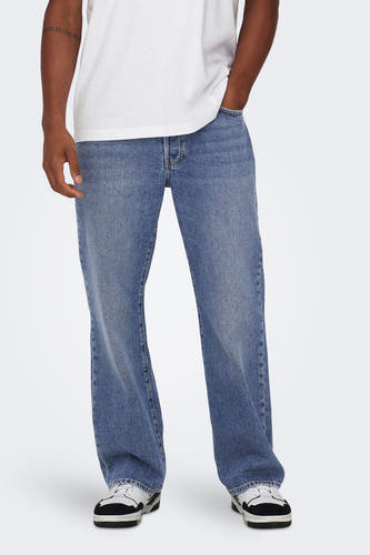 Blauwe wide jeans van ONLY & SONS, met een nonchalante pasvorm en klassieke details.

