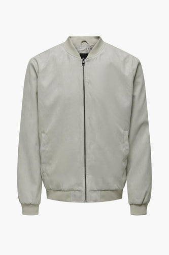 Beige jas van ONLY & SONS met ritssluiting en ribgebreide boorden.