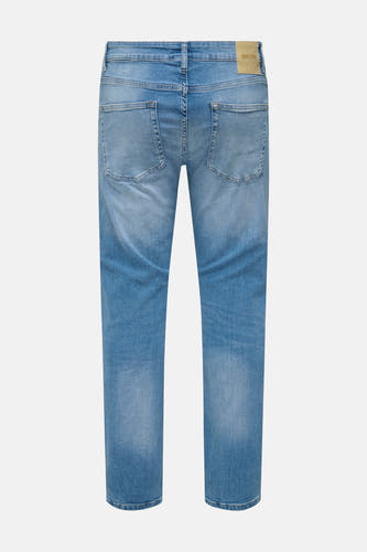 Lichtblauwe rechte jeans van ONLY & SONS, met achterzakken en subtiele wassing.
