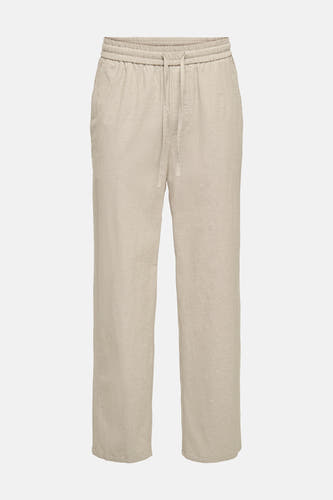 Pantalon écru de ONLY & SONS, avec une taille élastique et une texture unie.