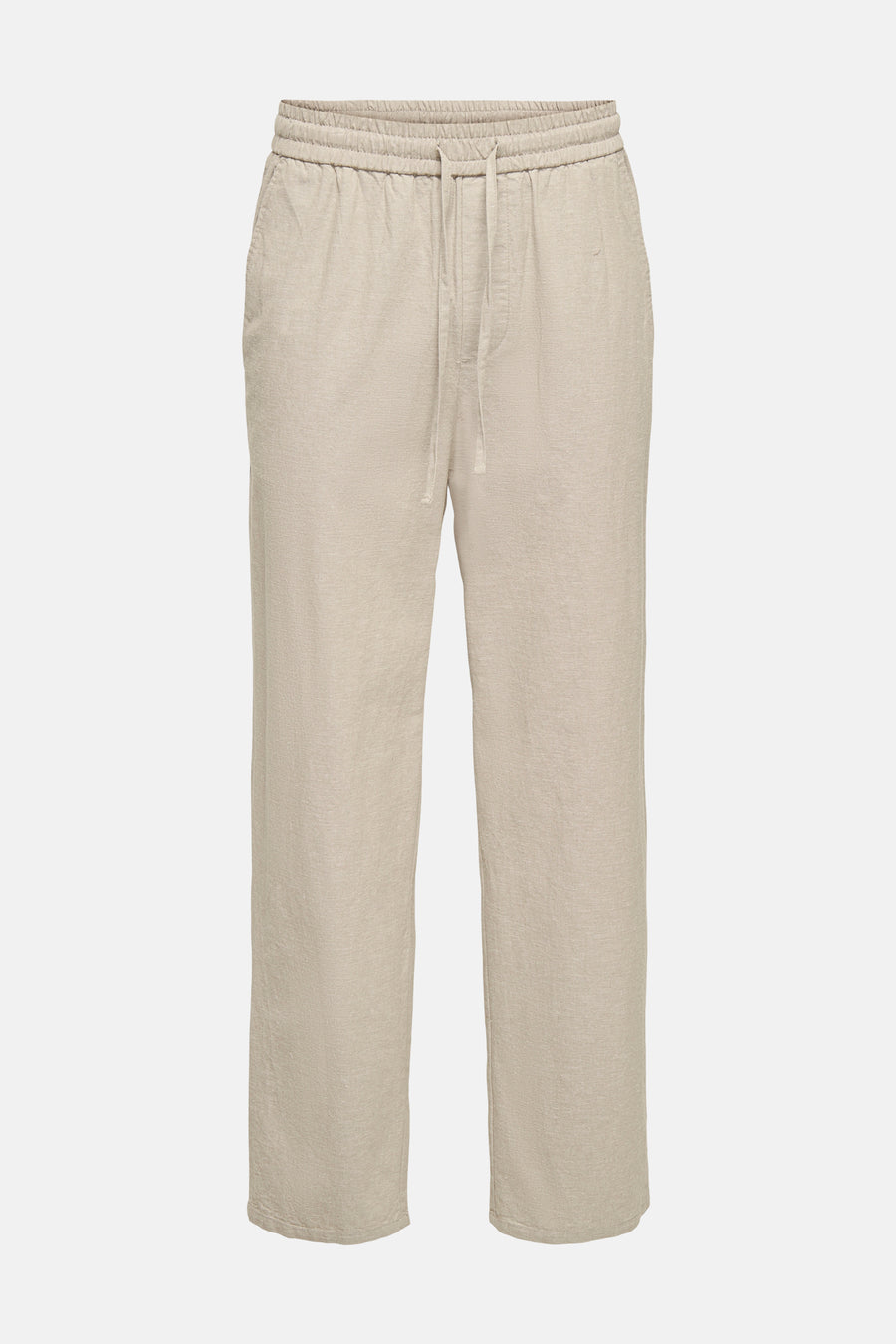 Pantalon écru de ONLY & SONS, avec une taille élastique et une texture unie.