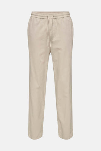 Pantalon écru de ONLY & SONS avec une corde à l'ourlet.