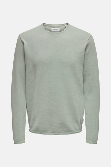 T-shirt vert avec col rond de ONLY & SONS, en fine texture, dos.