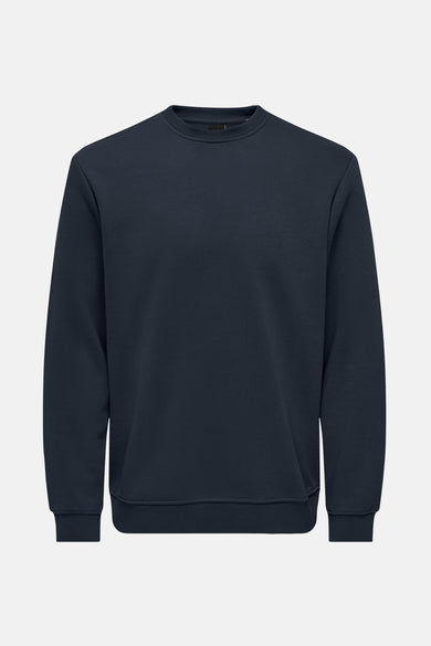 Blauwe sweater van ONLY & SONS® met lange mouwen, een ronde hals en geribbelde boorden.