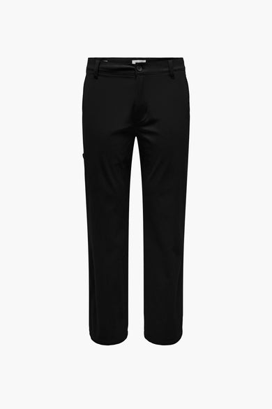 Zwarte broek van ONLY & SONS, met een subtiele ribstof textuur.