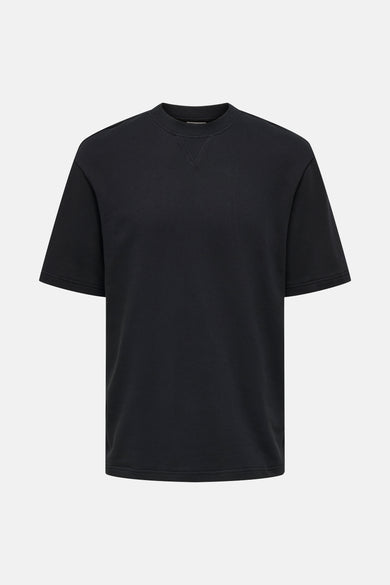 T-shirt noir à manches courtes de ONLY & SONS, couleur unie et col rond.