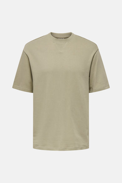 T-shirt Kaki à manches courtes de ONLY & SONS®, couleur unie et col rond.