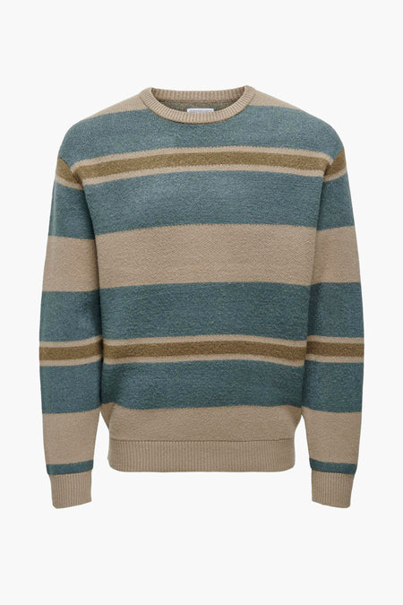 ONSFOREST REG 12 STRIPE CREW KNIT