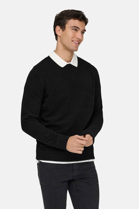 Pull met ronde hals - zwart