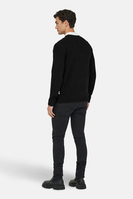 Pull met ronde hals - zwart