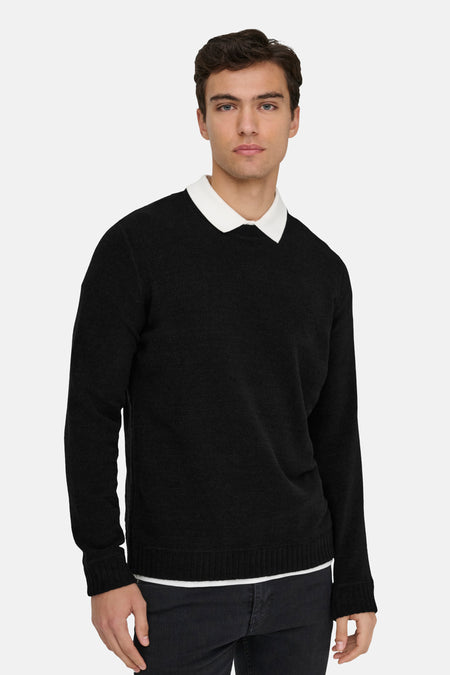 Pull met ronde hals - zwart
