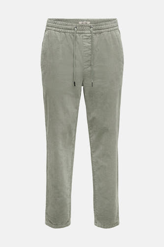Grijze corduroy broek van ONLY & SONS, met trekkoord en een fijne ribstructuur.