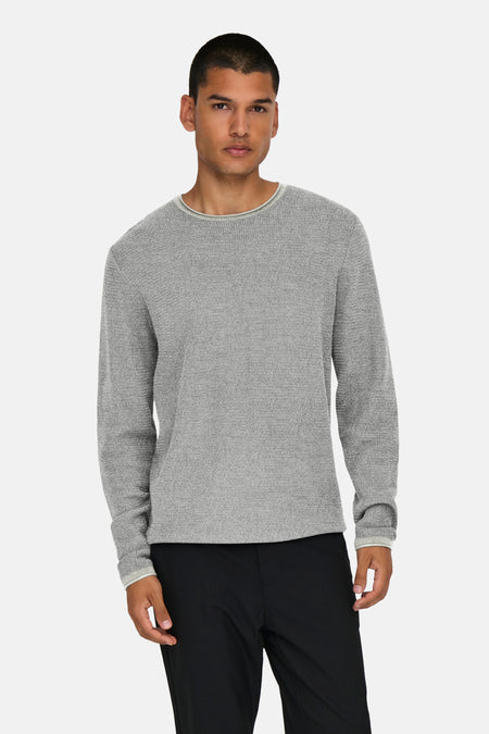 Pull met ronde hals - grijs