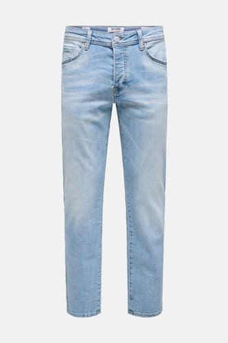 Jeans straight model van lichtblauw denim van ONLY & SONS, met subtiele wassingen.