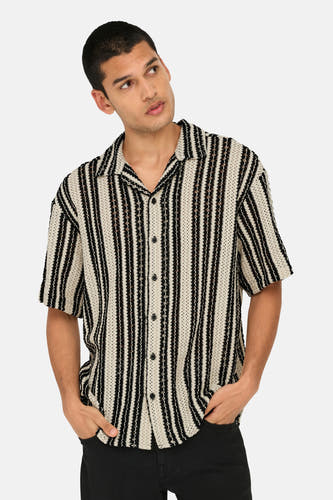 Chemise multicolore à manches courtes ONLY & SONS® à rayures verticales.