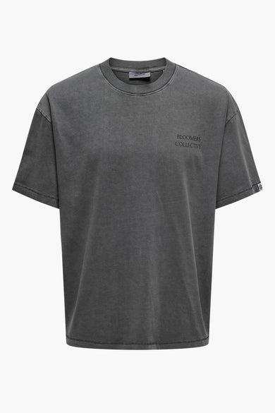 Grijs T-shirt met korte mouwen van ONLY & SONS®, met de tekst "BLOOMERS COLLECTIVE" op de borst.