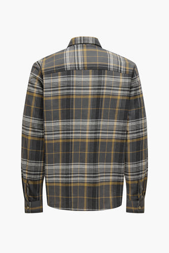 Grijs overhemd met lange mouwen van ONLY & SONS®, met ruitpatroon.
