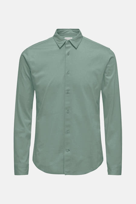 Groen, lange mouwen overhemd van ONLY & SONS, met knoopsluiting en een klassieke kraag.
