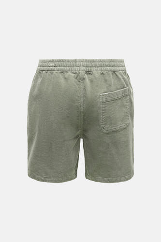 Kaki corduroy shorts van ONLY & SONS®, achterzijde met elastische taille en rechte zak
