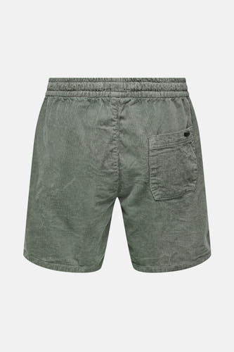 Shorts de kaki d'ONLY & SONS, avec une texture en velours côtelé et un poche arrière.