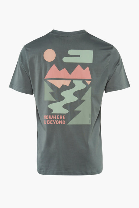 Groen T-shirt met korte mouwen van ONLY & SONS met grafische print op de rug.