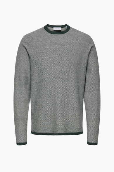 T-shirt vert avec col rond de ONLY & SONS, en fin motif rayé et des bordures vert foncé.