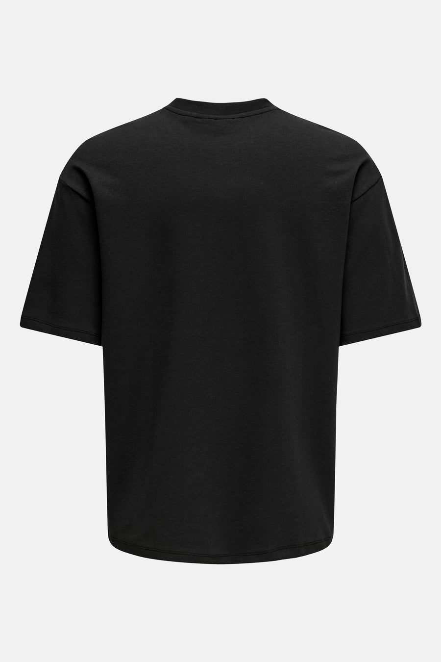 Zwart T-shirt met korte mouwen van ONLY & SONS®, effen, met ronde hals, achterkant zichtbaar.