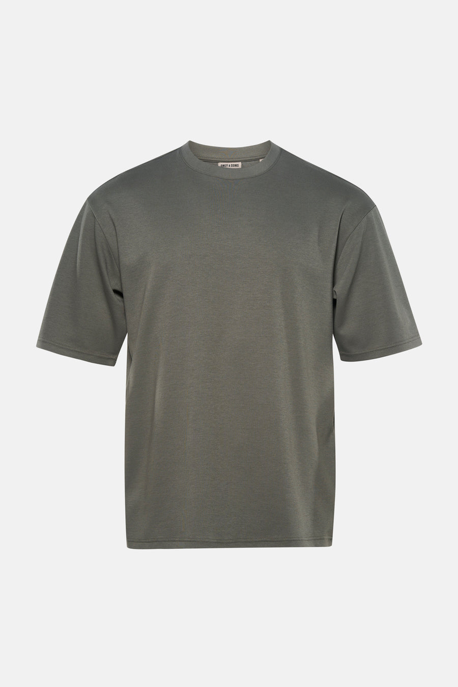 Groen T-shirt met korte mouwen van ONLY & SONS, effen kleur en ronde hals.