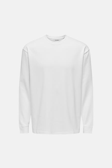 T-shirt blanc à manches longues ONLY & SONS de couleur unie avec manches longues.