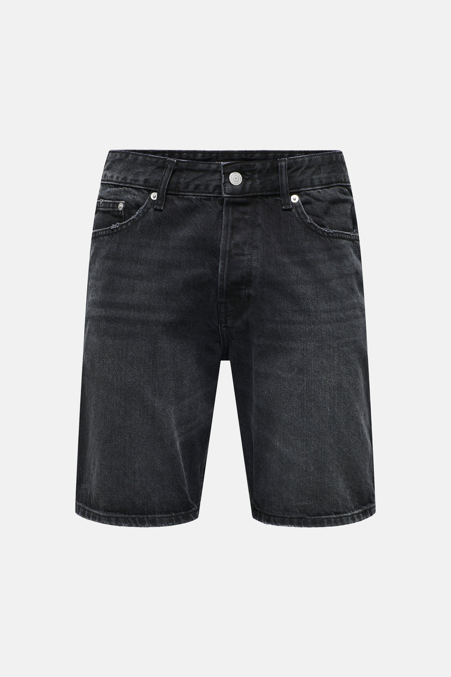 Short en jean noir ONLY & SONS, avec poches latérales et fermeture à boutons.