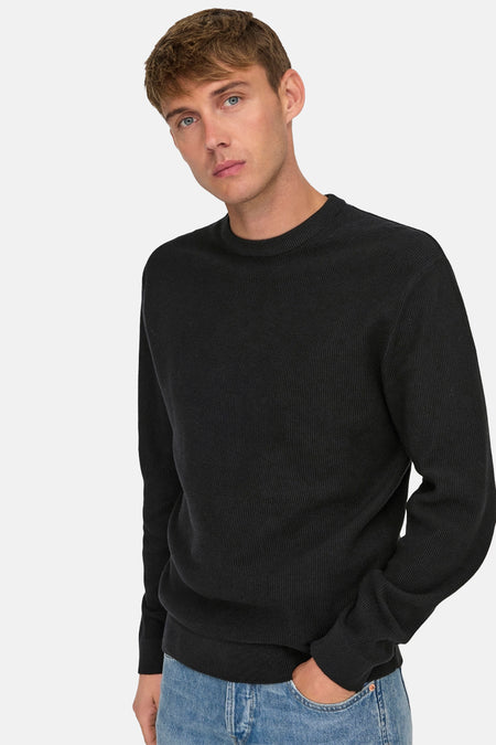 Pull met ronde hals - zwart