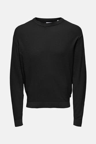 Pull-over noir avec col rond de ONLY & SONS, en tissu finement tissé.