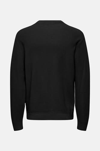 Pull noir avec col rond de ONLY & SONS, en tissu finement tricoté.
