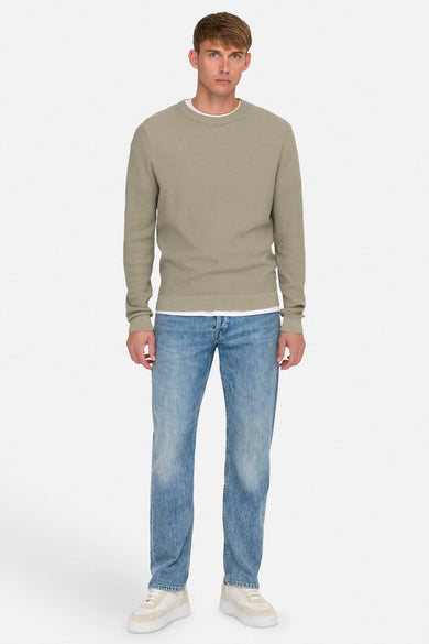 Pull met ronde hals - beige