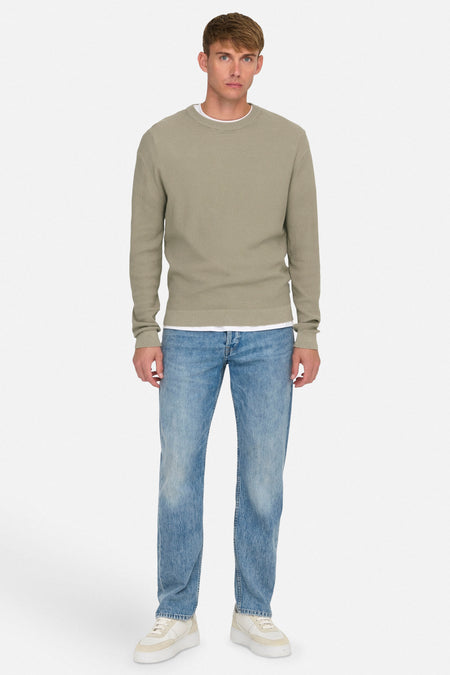 Pull met ronde hals - beige