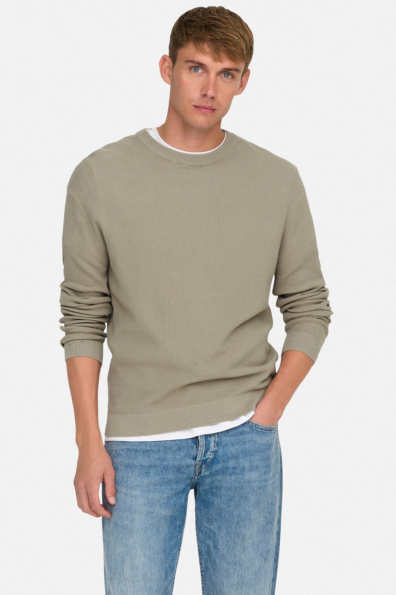 Pull met ronde hals - beige