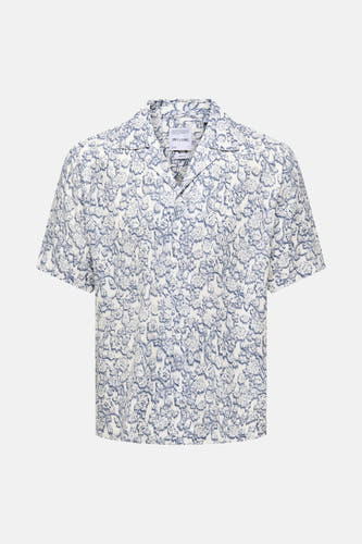 Chemise bleue à manches courtes de ONLY & SONS, avec un imprimé floral.