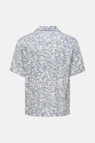 Chemise bleue à manches courtes de ONLY & SONS, avec un motif floral.