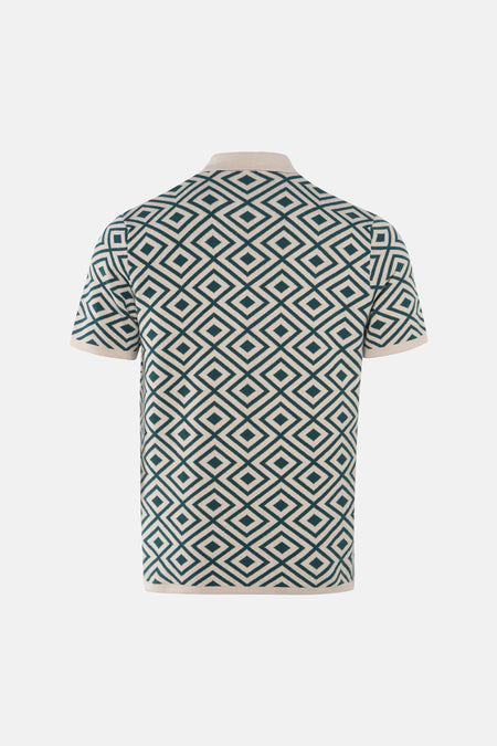 Pull multicolore ONLY & SONS®, avec motif losange géométrique, manches courtes et col beige, dos.