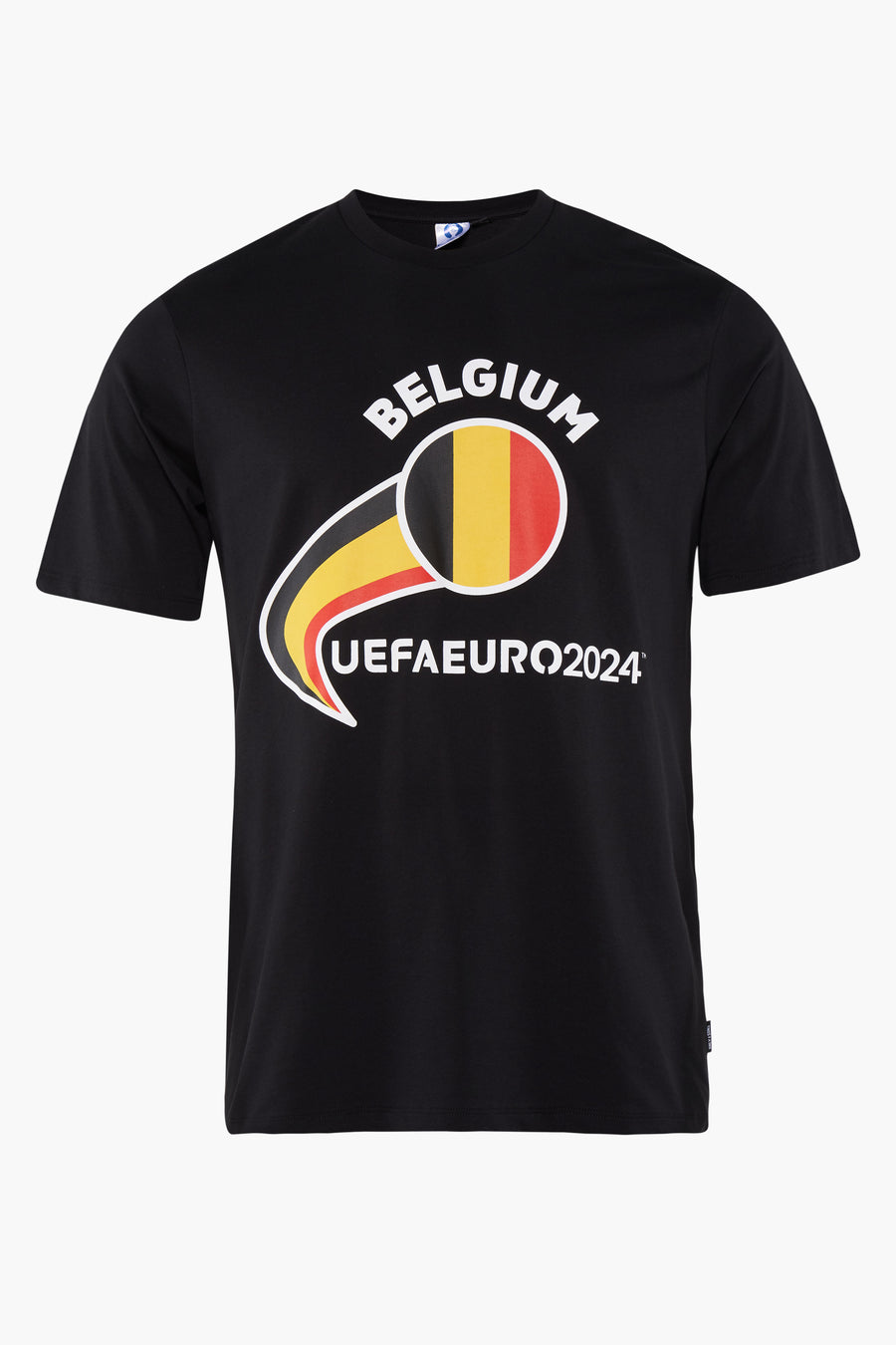 Zwart T-shirt met korte mouwen van ONLY & SONS®, met België UEFA EURO 2024 print.