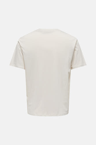 T-shirt écru à manches courtes de ONLY & SONS®, version arrière, couleur unie.